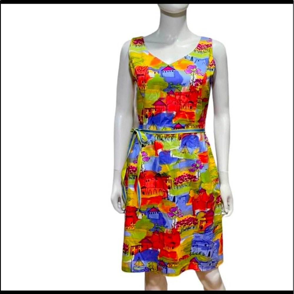Cold water Creek multi colored shift dress. Size 8P.